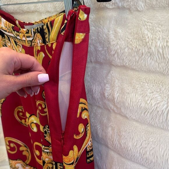 Baroque Print Red Pants - Picture 5 of 8